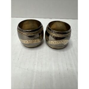 Gold And Silver Engraved Made In India Napkin Rings Set Of 2